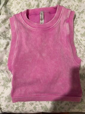 Zenana Outfitters Pink Ribbed Sleeveless Top